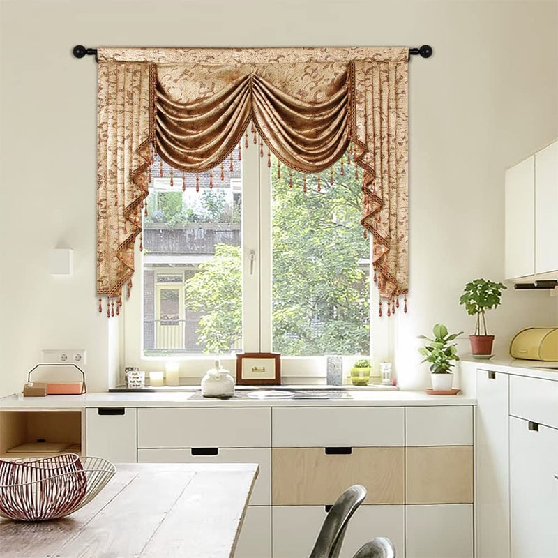 ELKCA European Curtain Valances for Living Room Luxury Window Curtains for Bedroom, Rod Pocket (W39inch,1 Panel) - Image 1